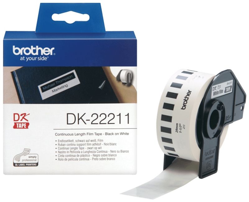 Brother Endlosetikett DK-22211 | 29 mm | Weiß | Folie
