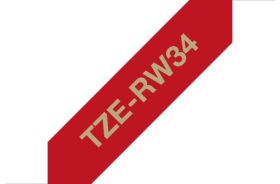 Brother Schriftband TZe-RW34 | 12 mm | Gold auf Rot | 4 m