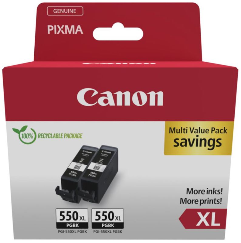 Original Canon PGI-550PGBK XL | 6431B010 Tinte Foto Schwarz Twin Pack XL