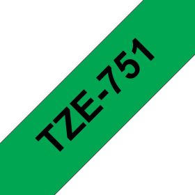 Brother Schriftband TZe-751 | 24 mm | Schwarz auf Grün | 8 m