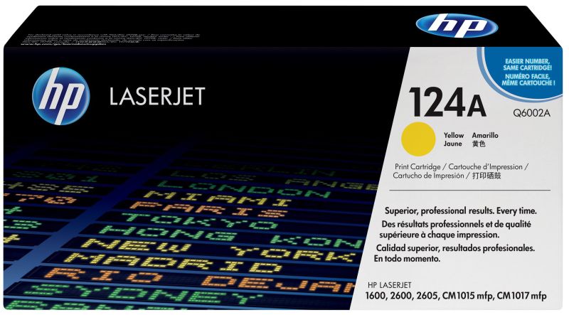 Original HP Q6002A | 124A Toner Gelb ( Schwarz - Weiße Box )