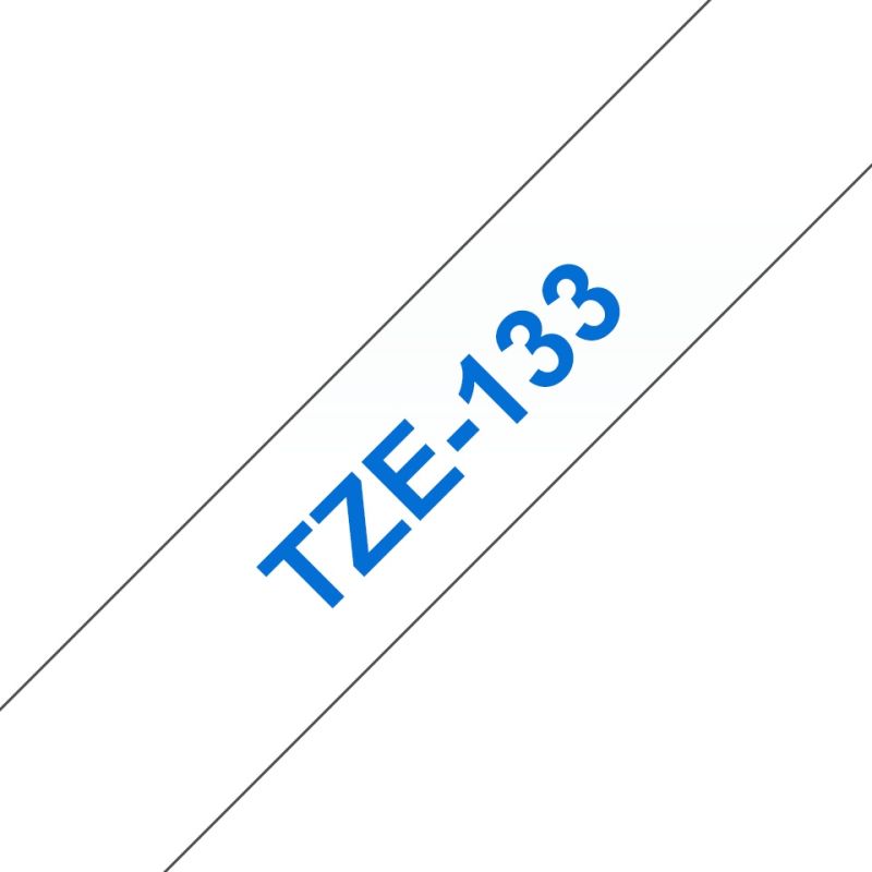 Brother Schriftband TZe-133 | 12 mm | Blau auf Transparent | 8 m