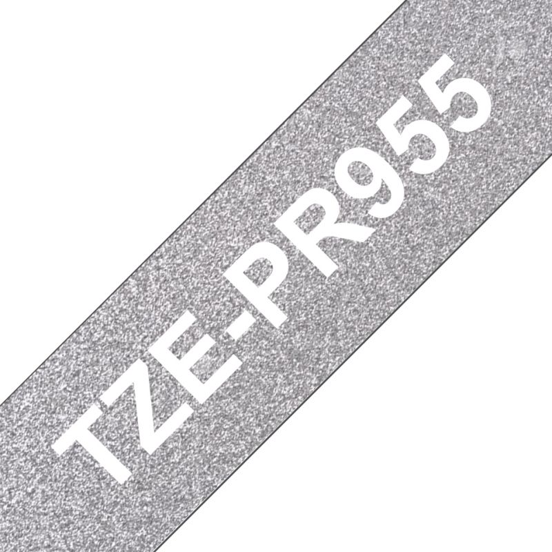 Brother Schriftband TZe-PR955 | 24 mm | Weiß auf Silber | 8 m