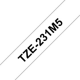 Brother Schriftband TZe-231M5 (5 St.) | 12 mm | Schwarz auf Weiß | 8 m