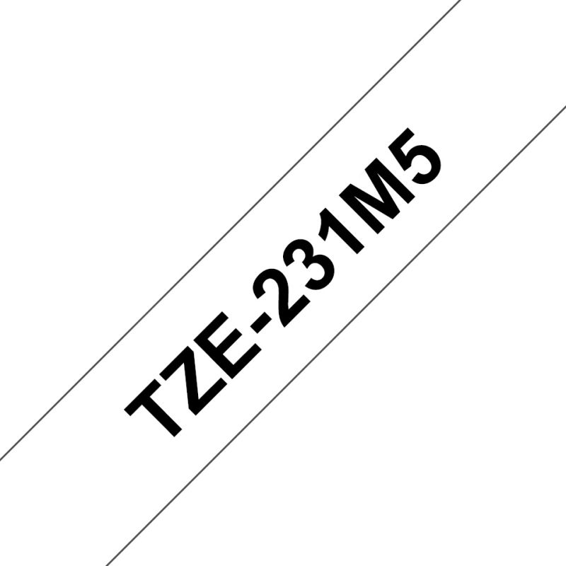 Brother Schriftband TZe-231M5 (5 St.) | 12 mm | Schwarz auf Weiß | 8 m