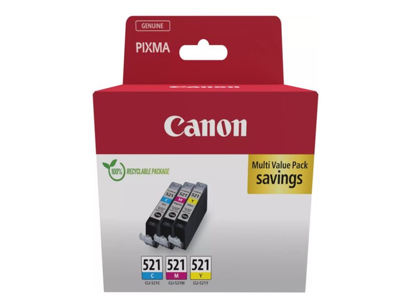 Original Canon CLI521 | 2934B010 | C/M/Y | Multi Pack | 3er-Pack